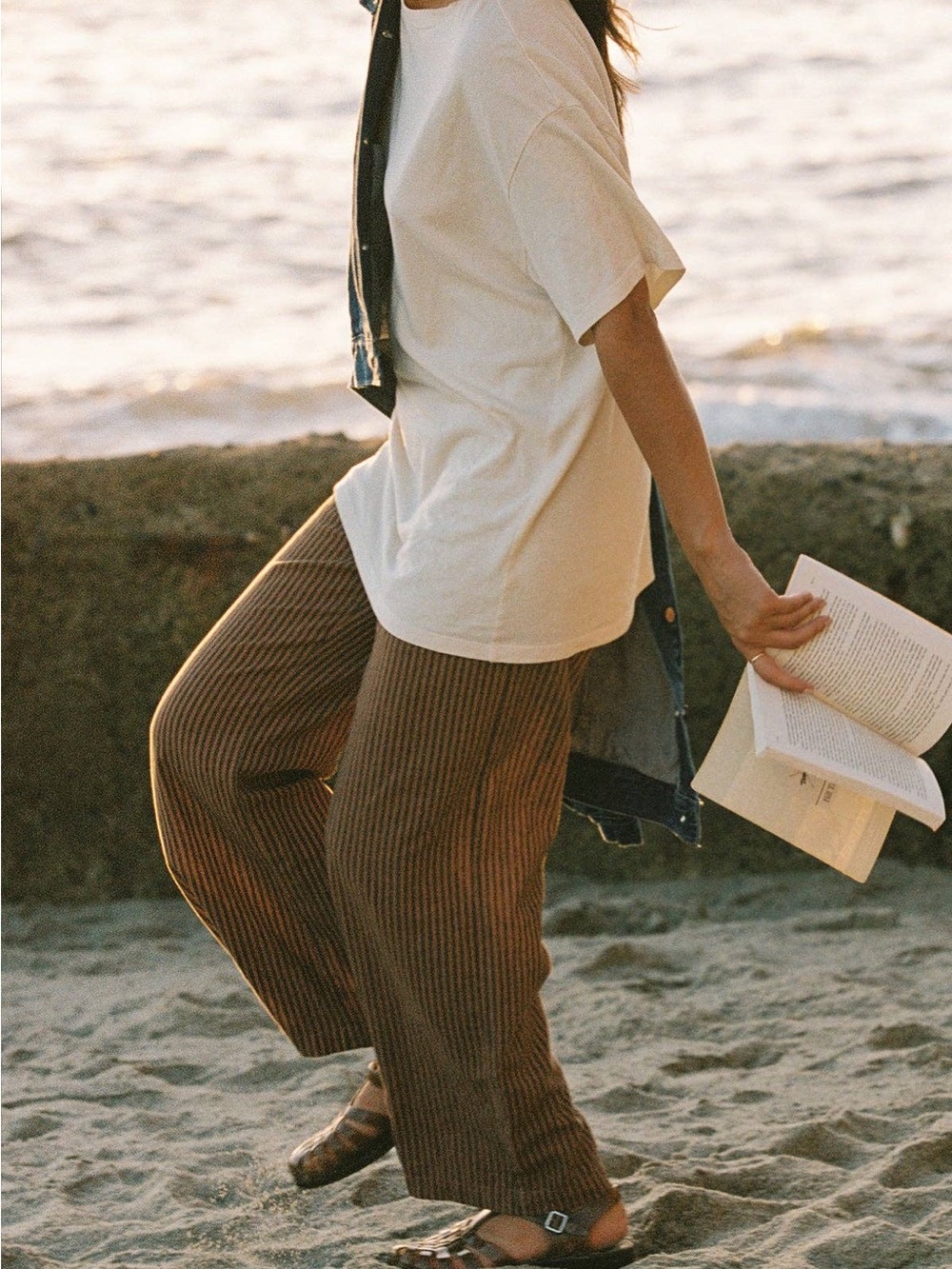 Striped Brown Wide-Leg Trousers - Picture 3 of 10